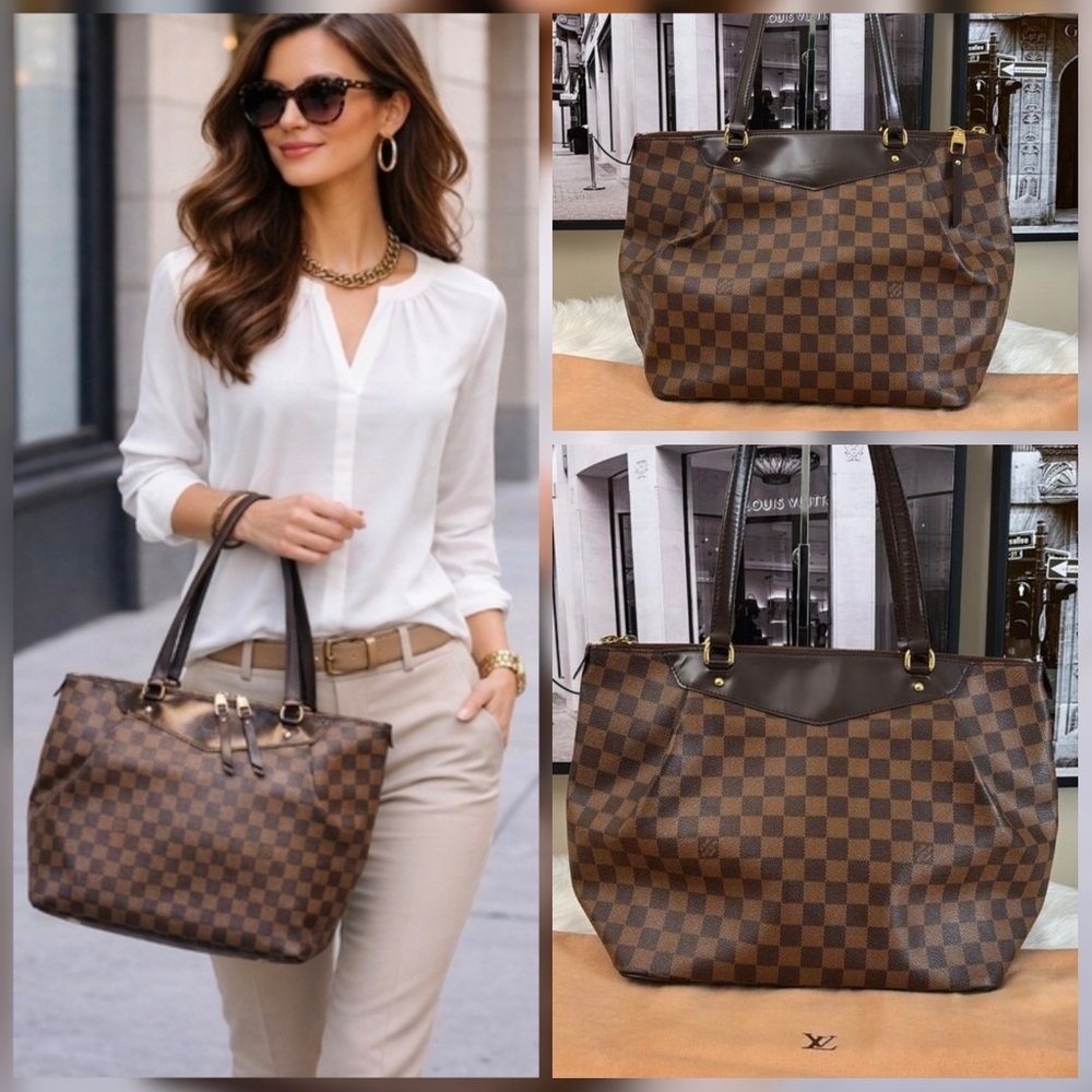 Louis Vuitton LV Shoulder Bag West Minster MM Brown Damier